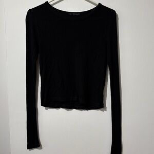 Brandy Melville O/S Black Ribbed Knit Top